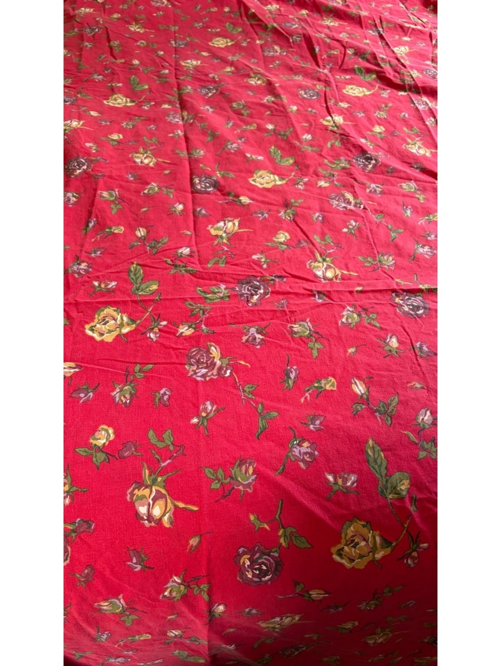 Ralph Lauren Muse Red Rose Twin Flat Sheet Soft and Worn; Perfectly Imperfect